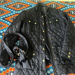 Banana Republic Women’s Navy Blue with Gold Buttons Quilted Barn Jacket
